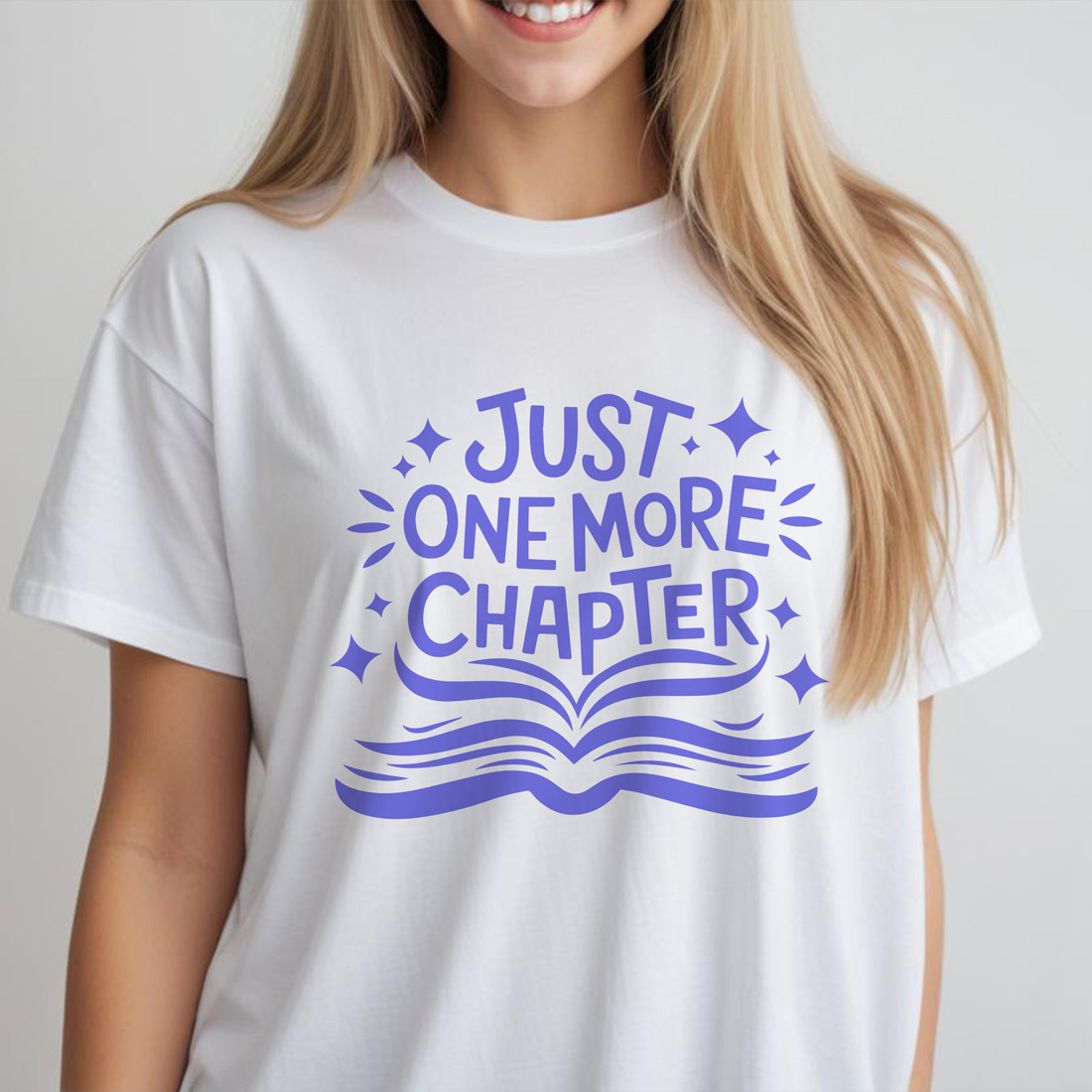 just one more chapter white female tshirt front mockup 587