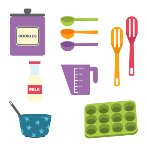 Cooking Baking Ingredients & Utensils Png cover image.