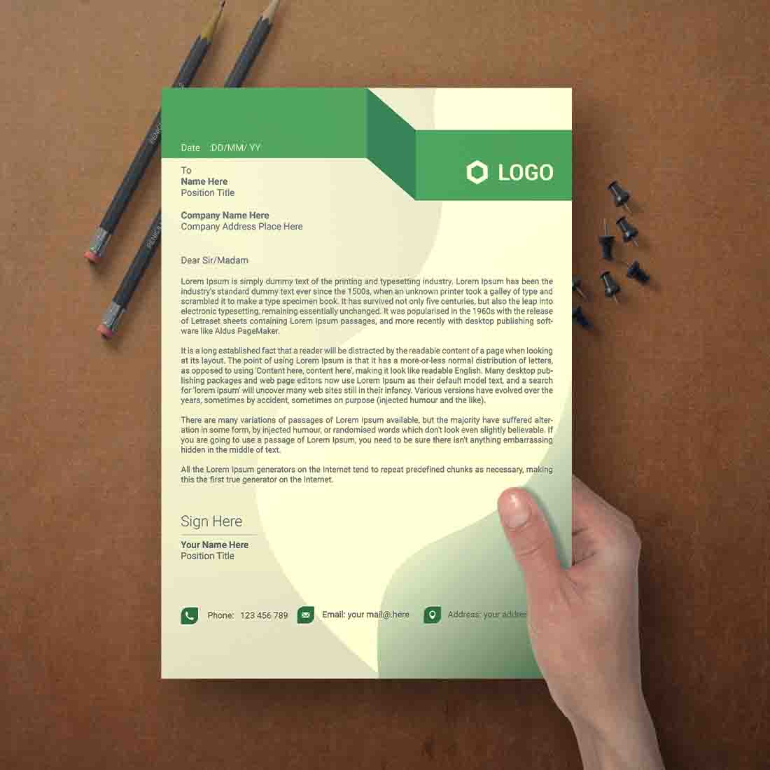 creative and modern Letterhead Design template cover image.