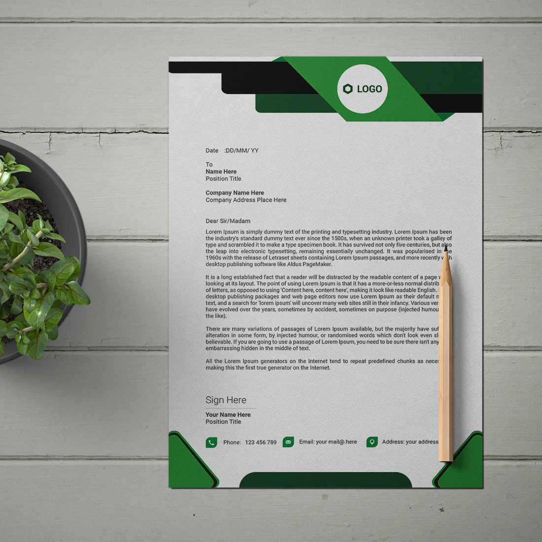 creative and modern Letterhead Design template preview image.