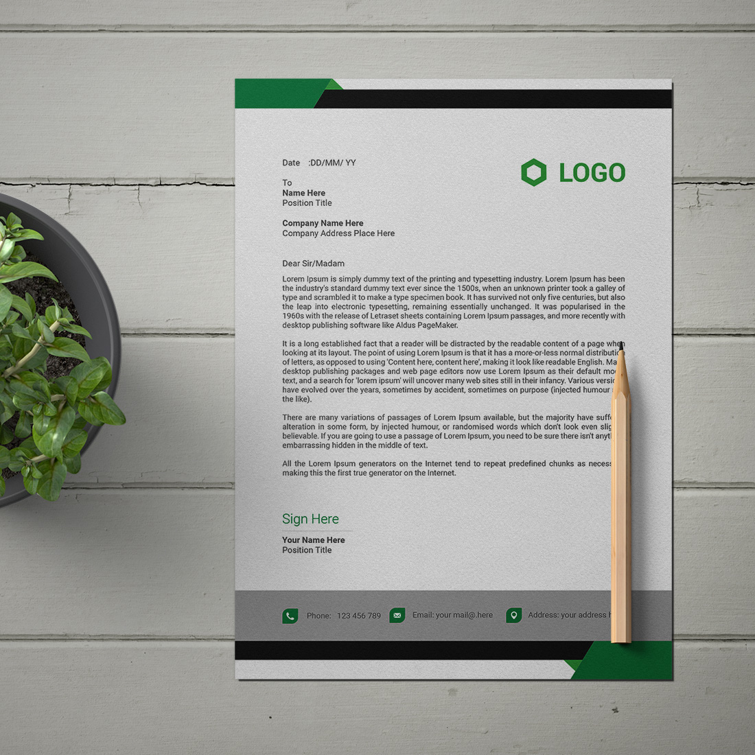 creative and modern Letterhead Design template preview image.