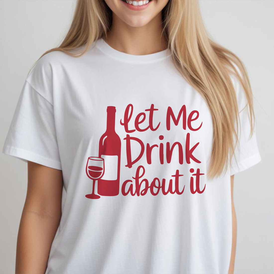 let me drink about white female tshirt front mockup 662