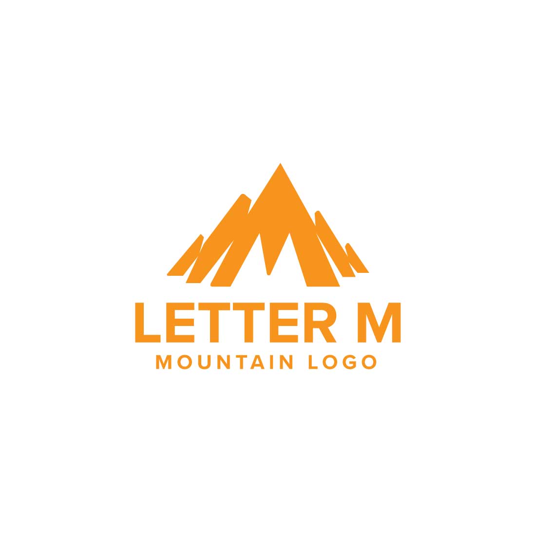 Letter M Mountain Negative Space logo design preview image.