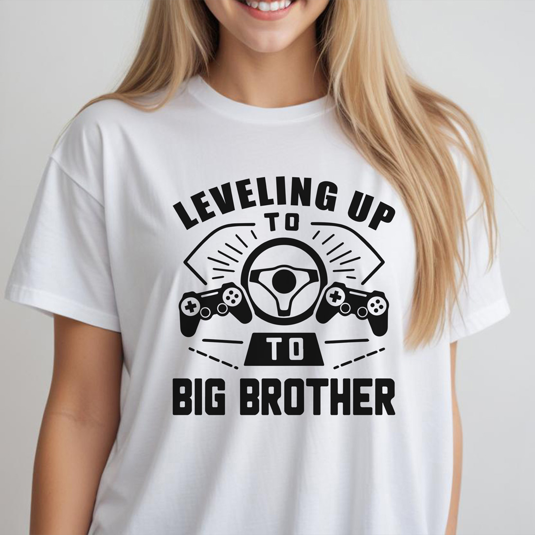 leveling up to big brother female tshirt front mockup 677