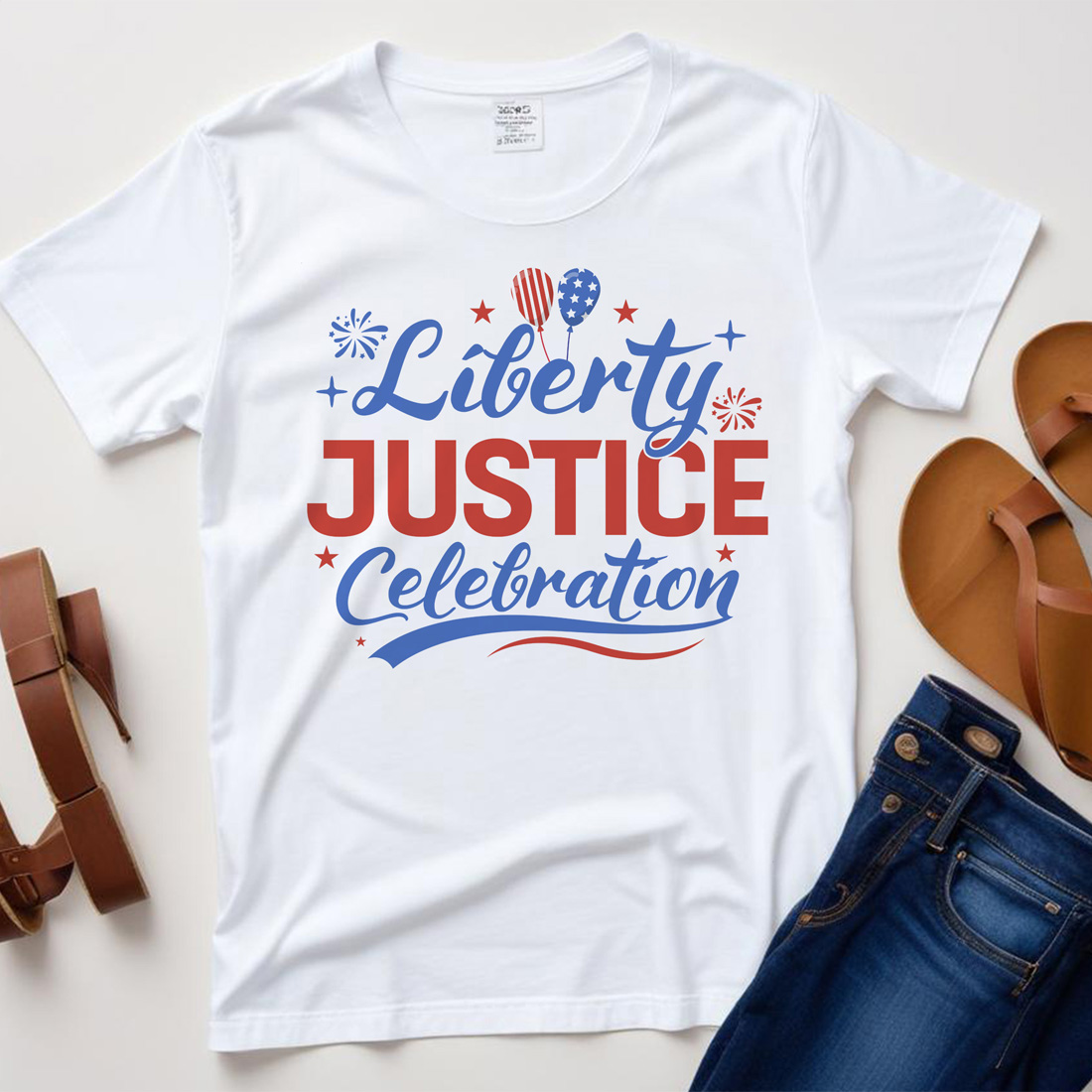 liberty justice celebration graphic design white plane tshirt mockup 585