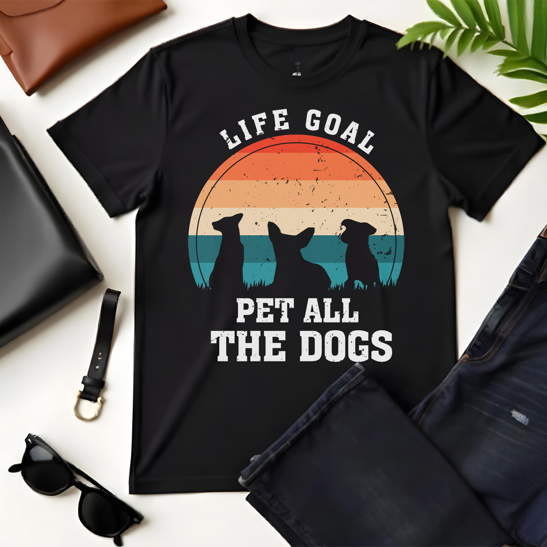 life goal pet all the dogs 1 black flat tshirt mockup 765