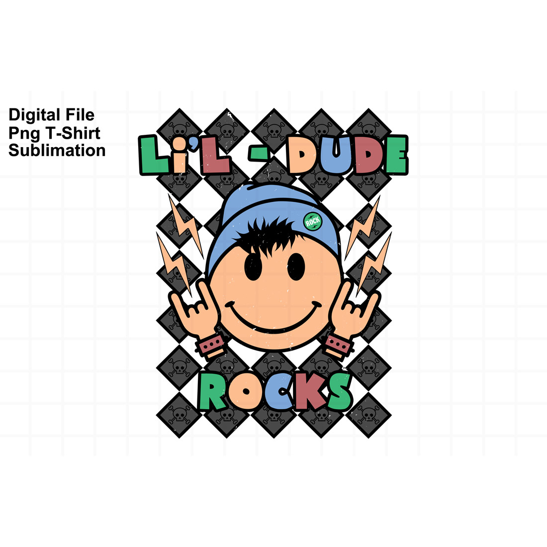 Li'l Dude Rocks - Boys T-Shirt Png preview image.