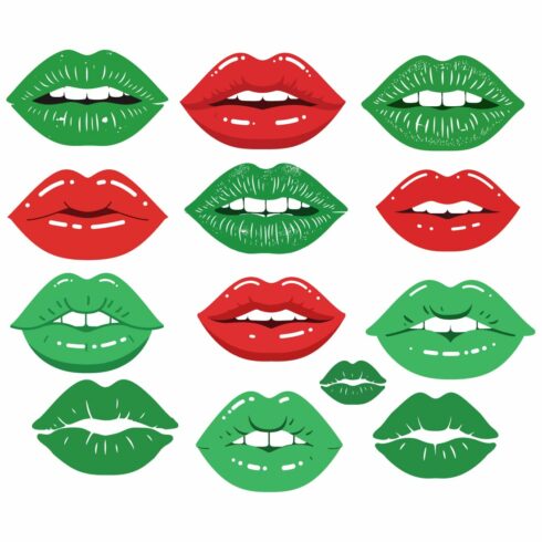 Green Kiss lip shapes Mark Stamped Vector icon Design cover image.