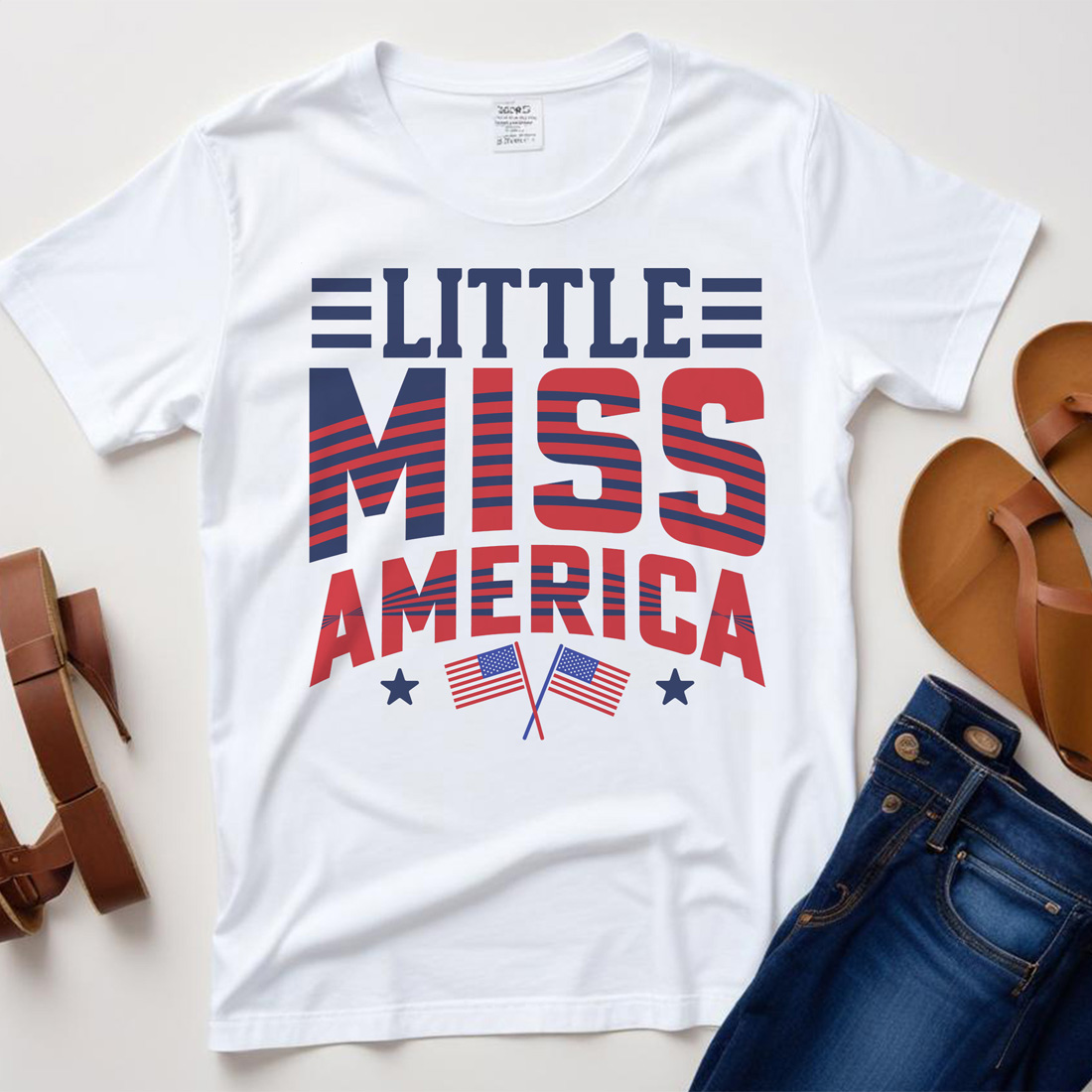 little miss america graphic design white plane tshirt mockup 532