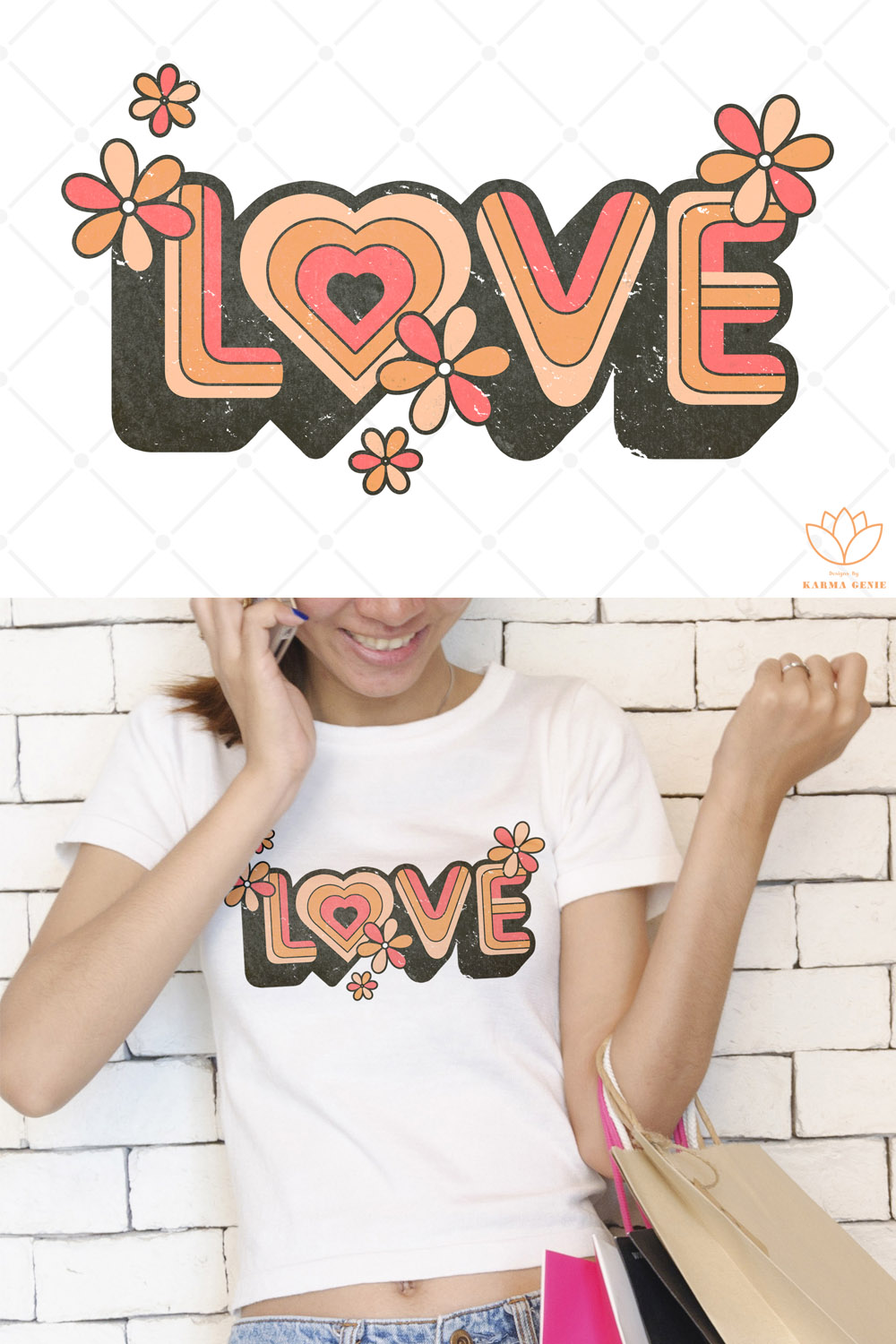 Retro Love Png - 1970s Vintage Design pinterest preview image.