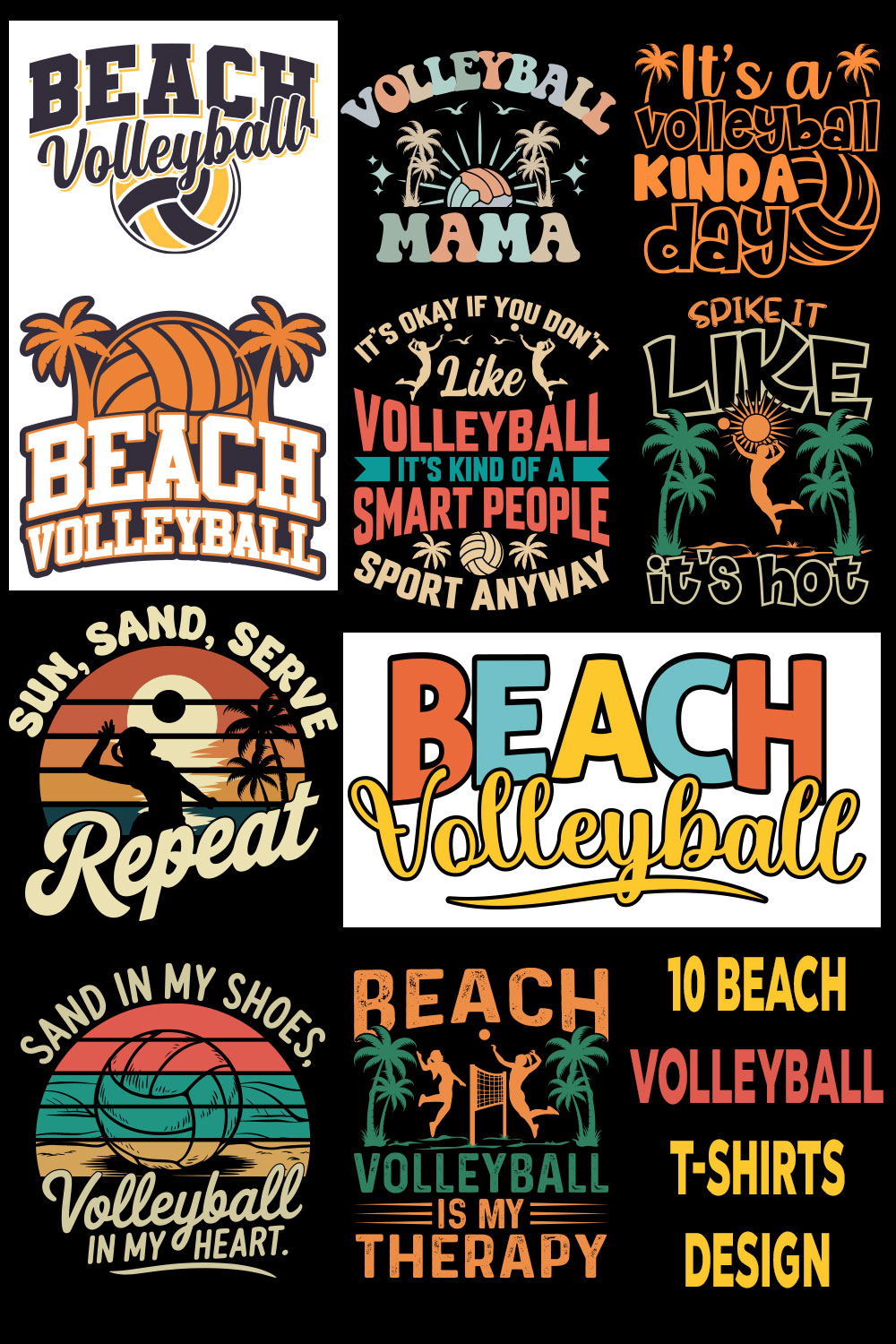 10 Best beach volleyball t-shirts design bundle pinterest preview image.