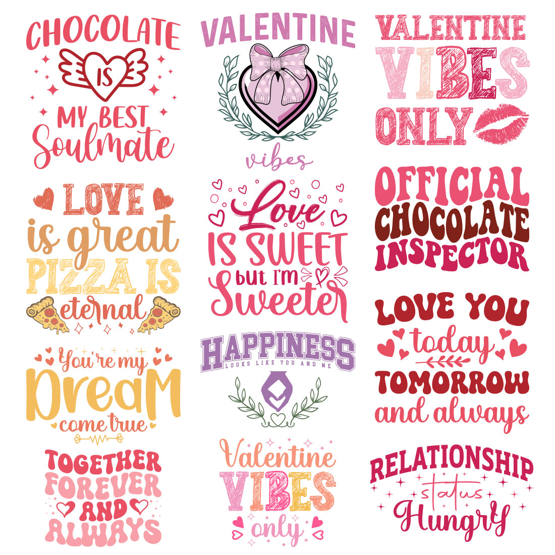 Valentine day t shirt design bundle cover image.