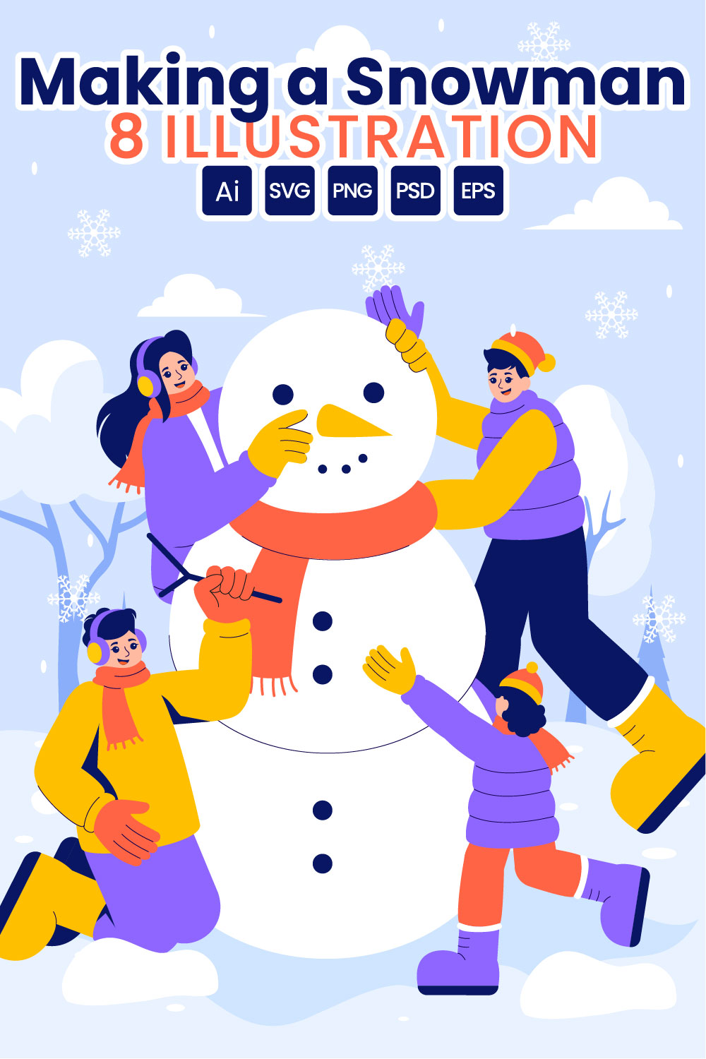 8 Making a Snowman Illustration pinterest preview image.