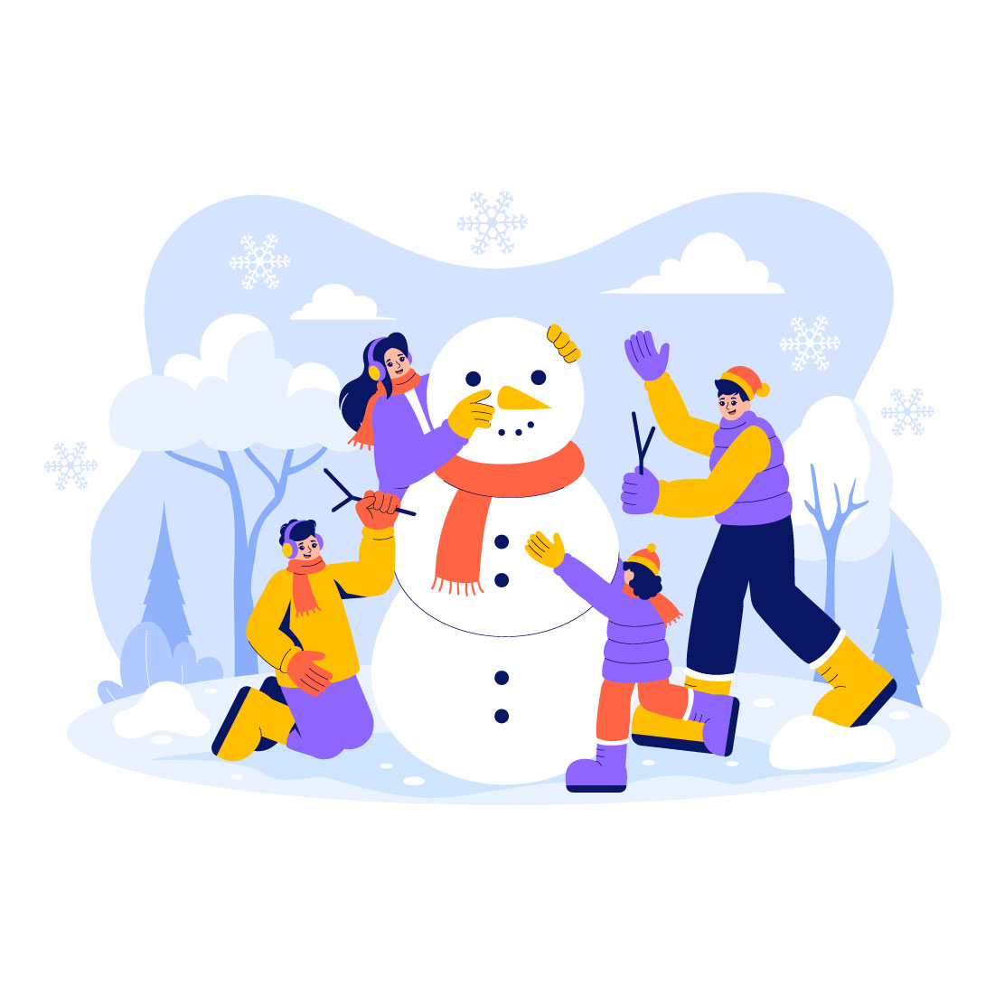 8 Making a Snowman Illustration cover image.