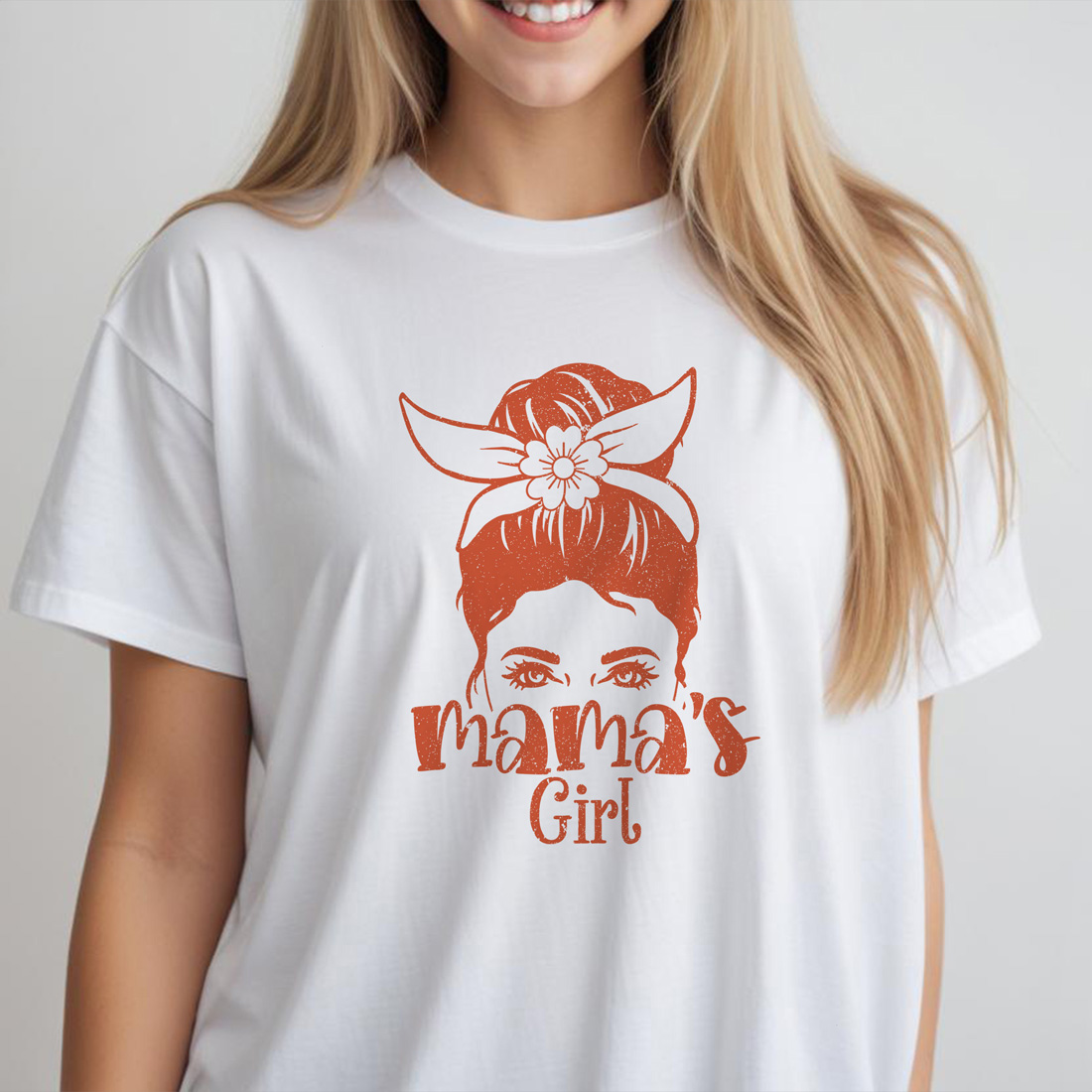 mamas girl graphic design white female tshirt front mockup 482