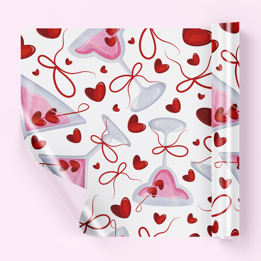 set of patterns for St Valentine's Day of various martini glasses preview image.