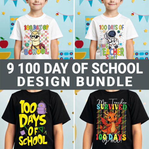 100 Day Of School Theme T-shirt Or Merchandise Design bundle cover image.