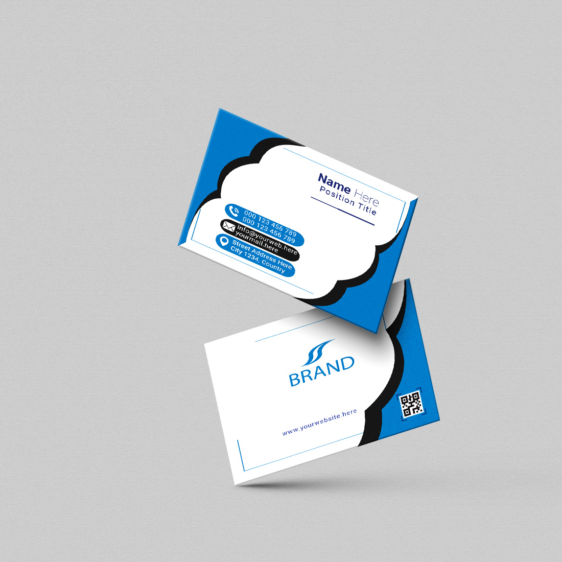 creative and simple modern business card design preview image.