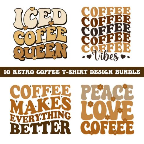 10 Retro Coffee T-Shirt Design Bundle cover image.