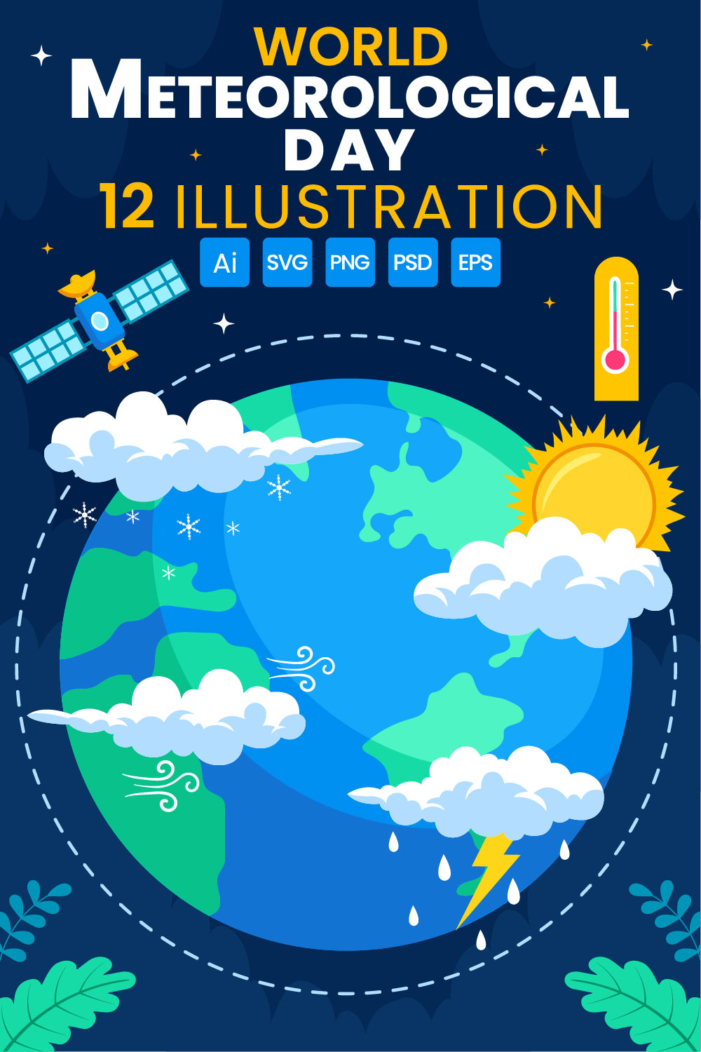 12 World Meteorological Day Illustration pinterest preview image.