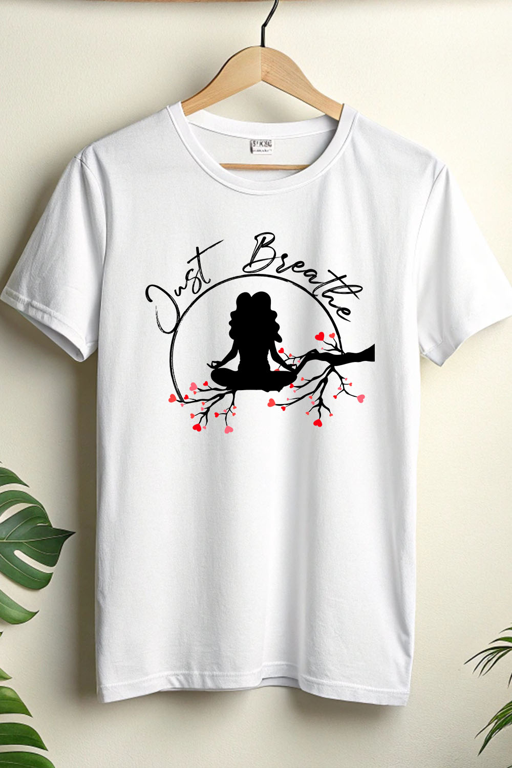 Girl sitting in meditation with tree branch vector pinterest preview image.