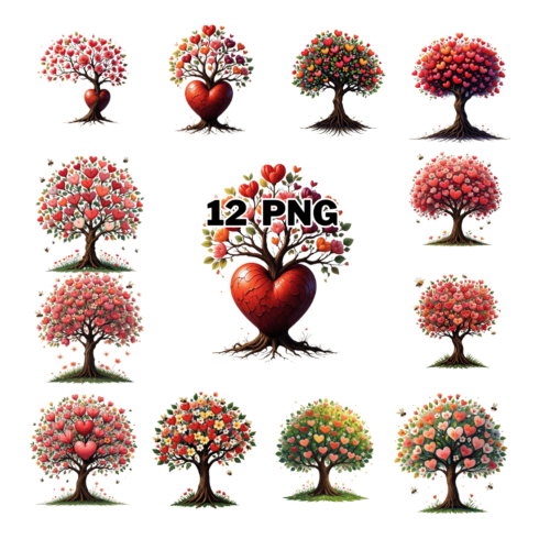 Vibrant Love Tree Sublimation Clipart Bundle cover image.