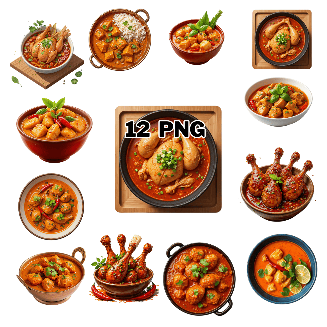 Chicken Curry Sublimation Clipart Bundle cover image.