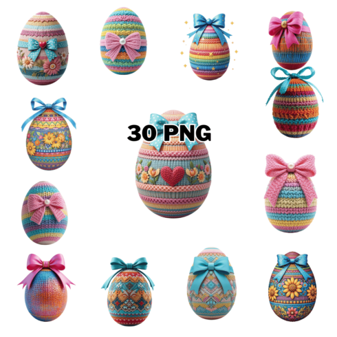 Watercolor Knitted Egg Sublimation Clipart Bundle cover image.