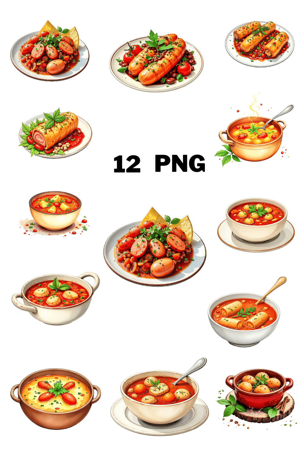 Watercolor Cassoulet Sublimation Clipart Bundle pinterest preview image.