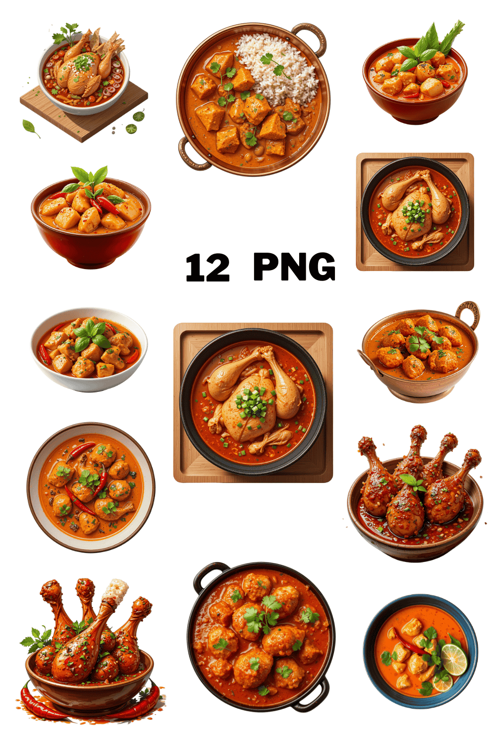 Chicken Curry Sublimation Clipart Bundle pinterest preview image.