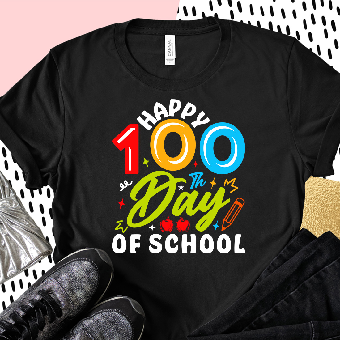 Happy 100th Day of School Design preview image.