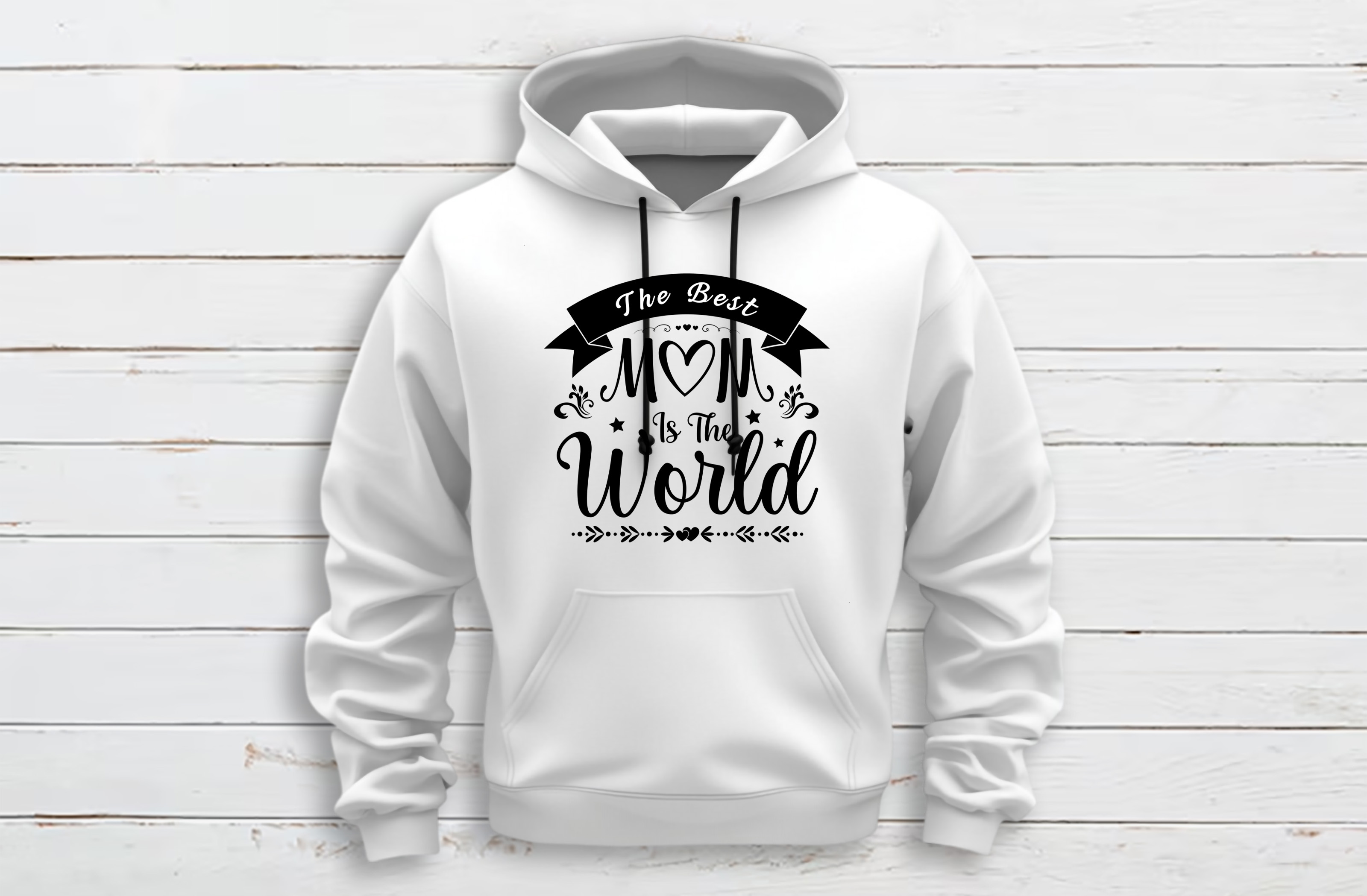 mom is the world graphics design white hoodie mockup 738