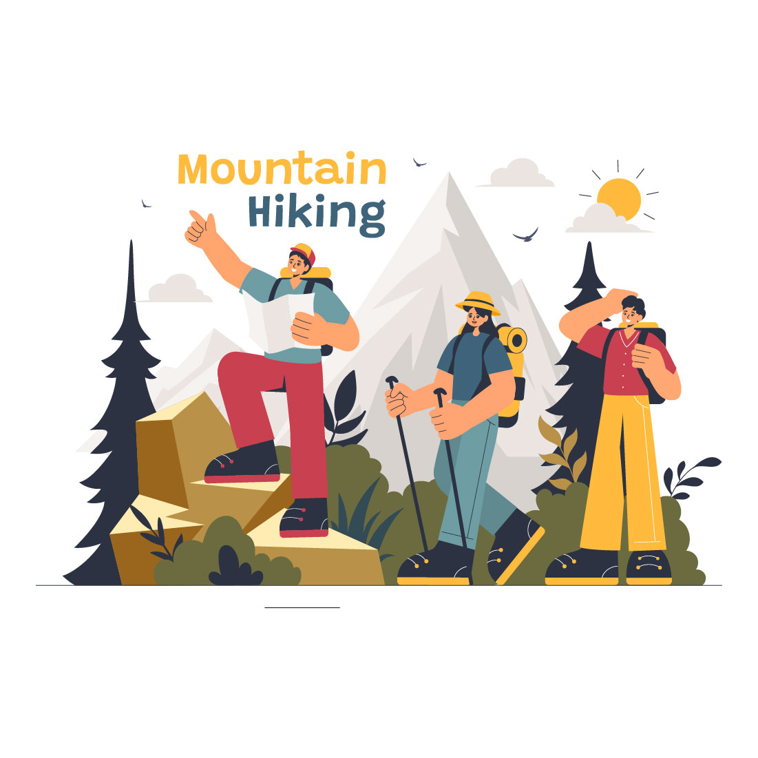 9 Mountain Hiking Adventure Illustration cover image.