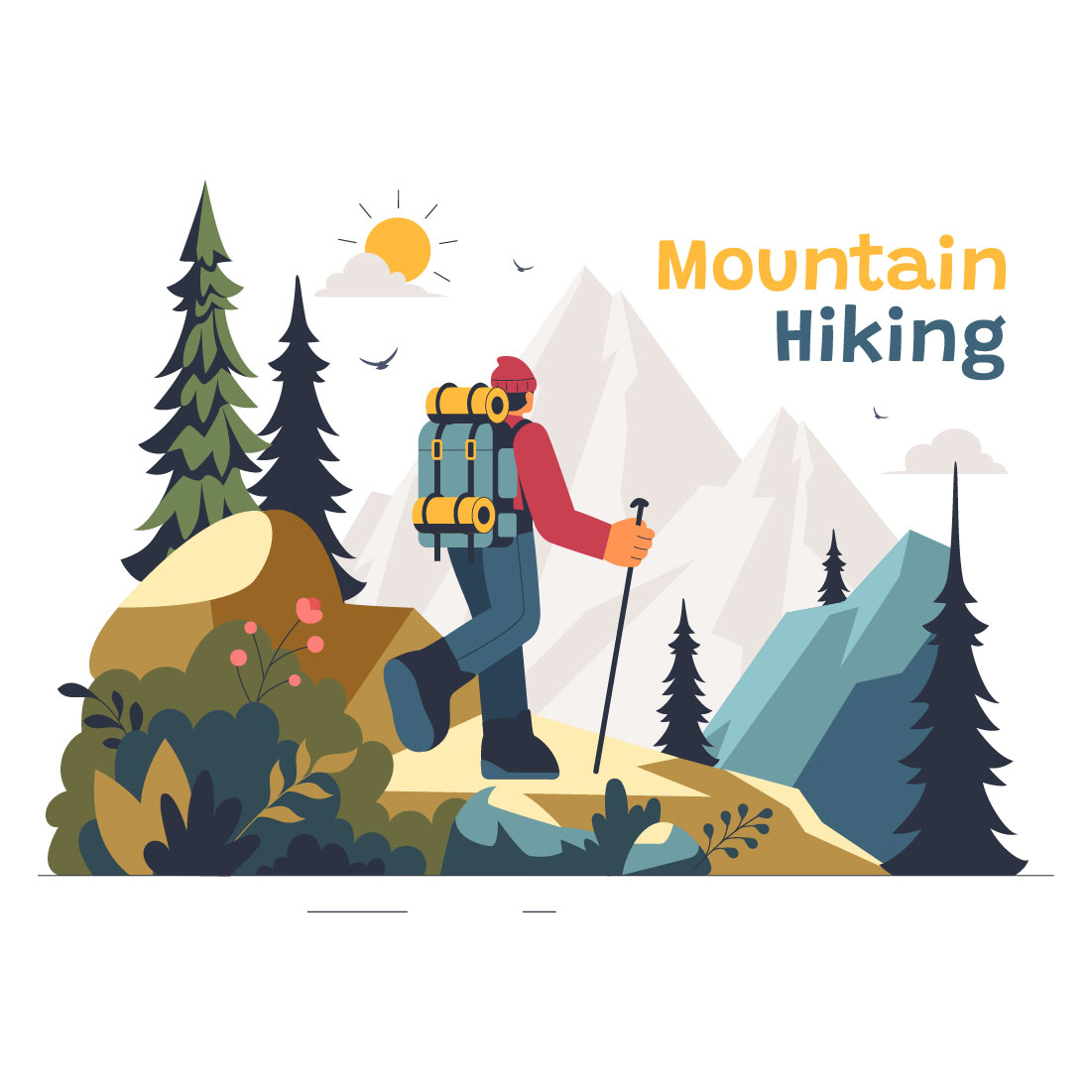 9 Mountain Hiking Adventure Illustration preview image.