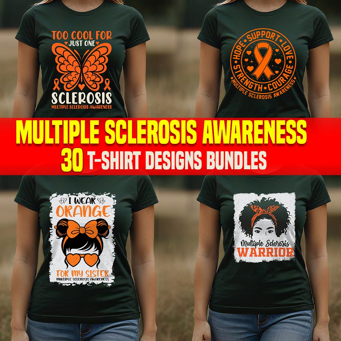 Multiple Sclerosis (MS) Awareness T-shirt Design Bundle preview image.