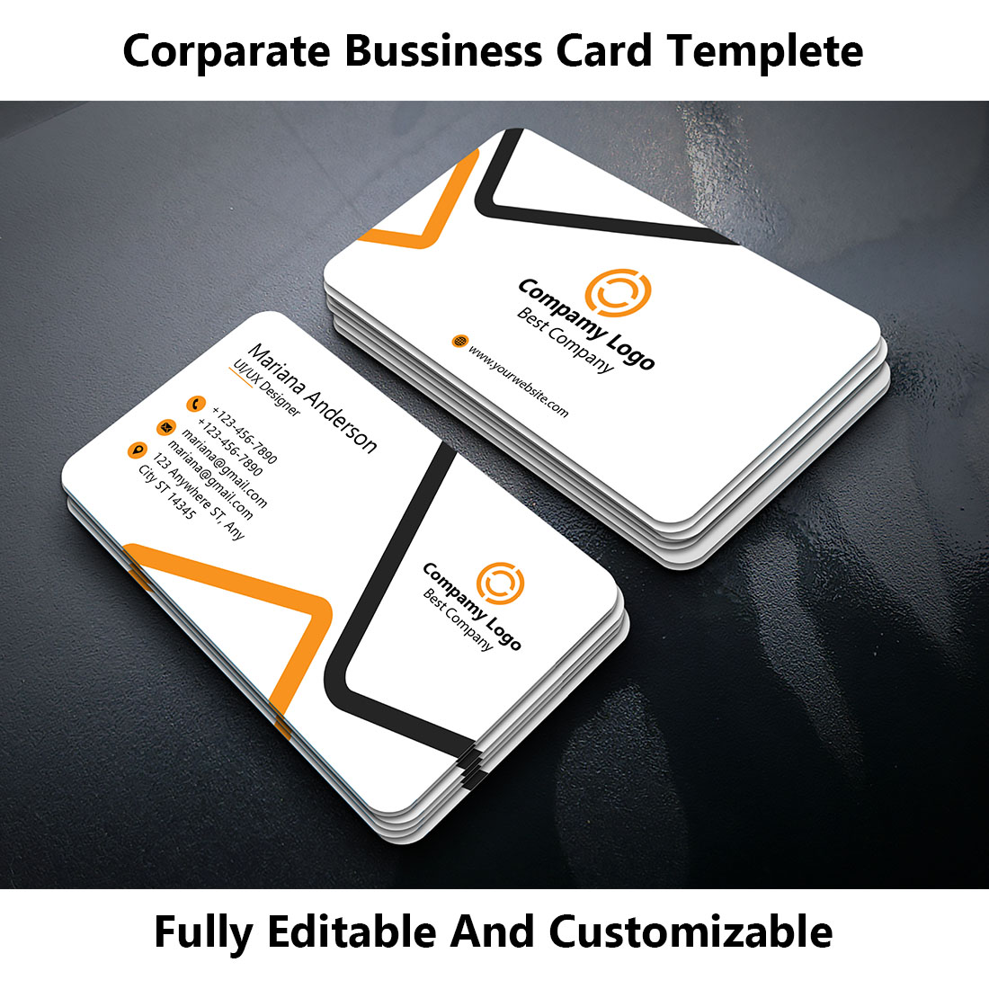 Corporate Bussiness Card Template Design Free Font Use, Fully Editable, And Customizable cover image.