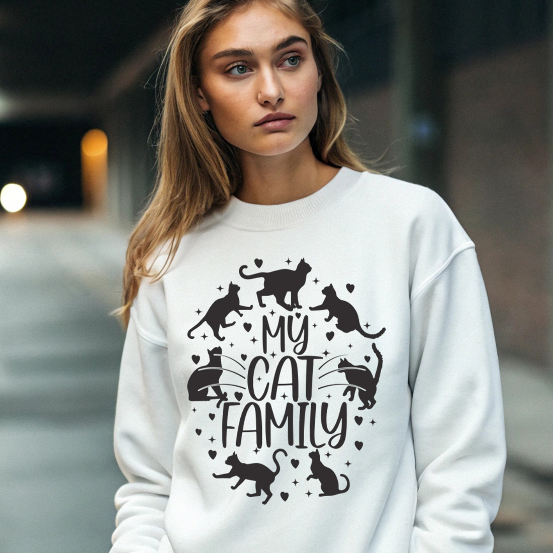 my cat family silhouette design perfect for t shirts mugs and posters 4 with female sweatshirt mock up 257