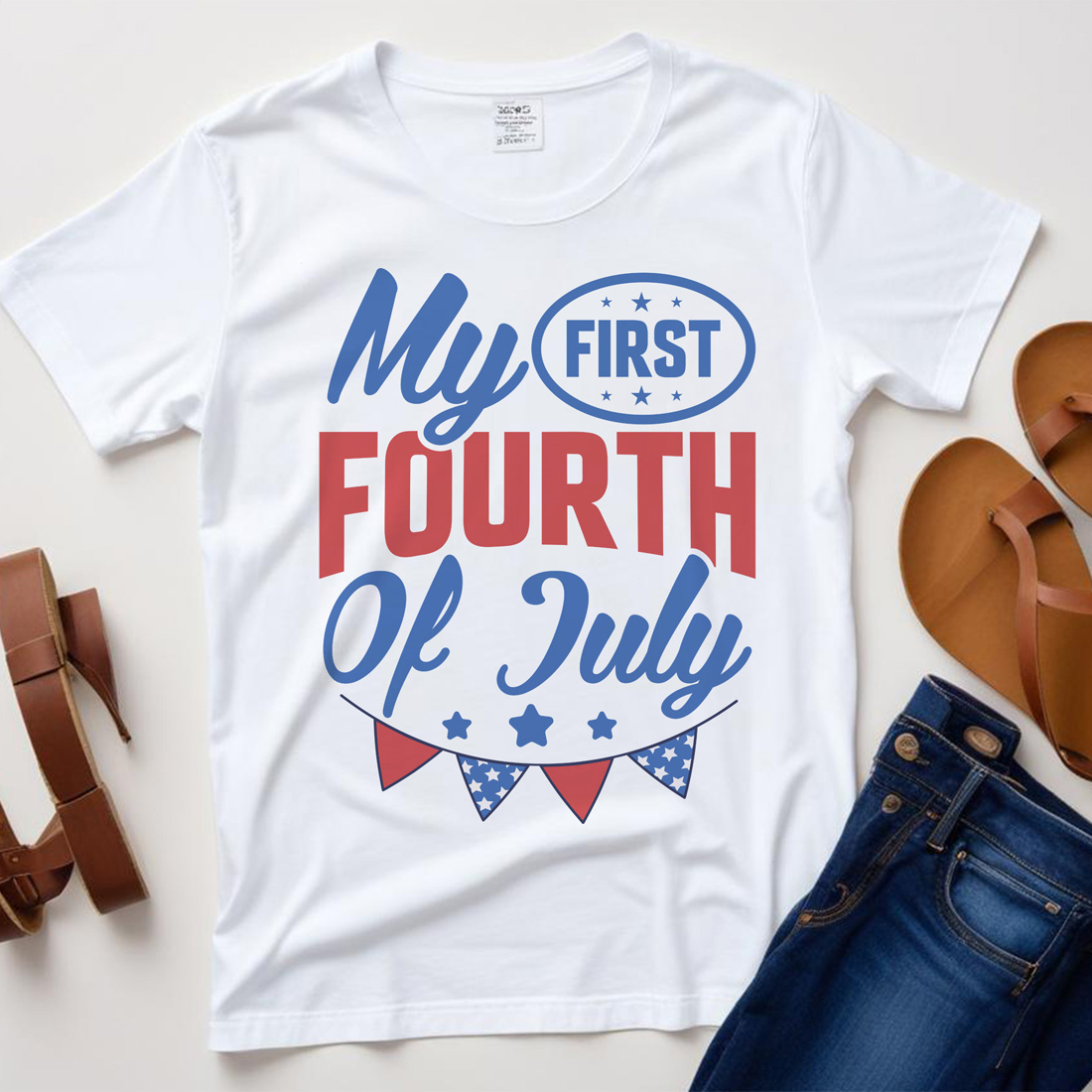 my first fourth of july graphic design white plane tshirt mockup 541