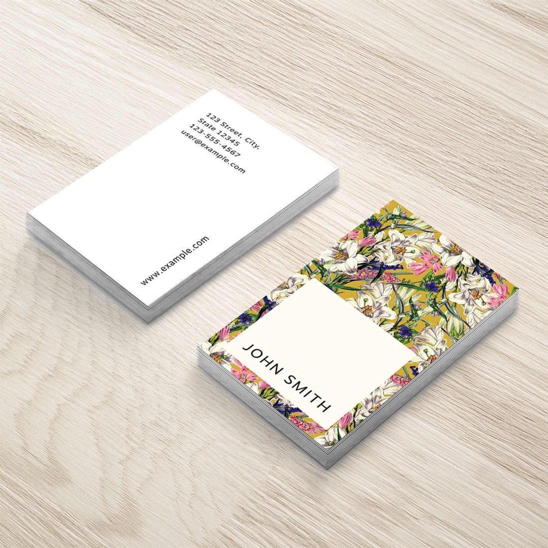 Nature-Inspired Floral Business Card Template preview image.