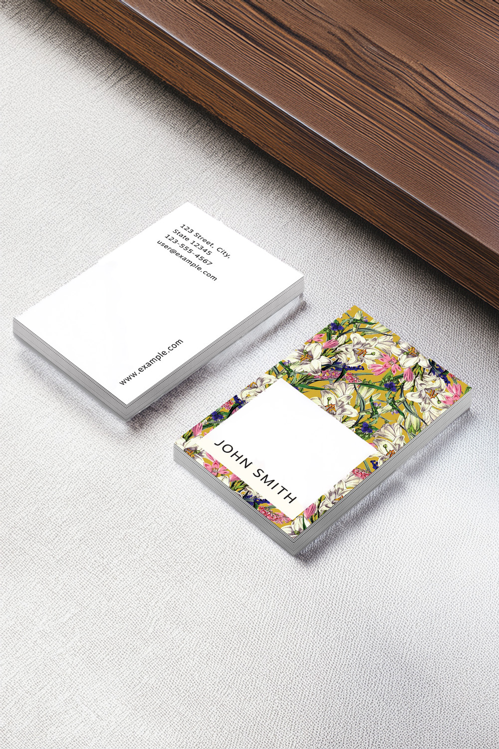 Nature-Inspired Floral Business Card Template pinterest preview image.