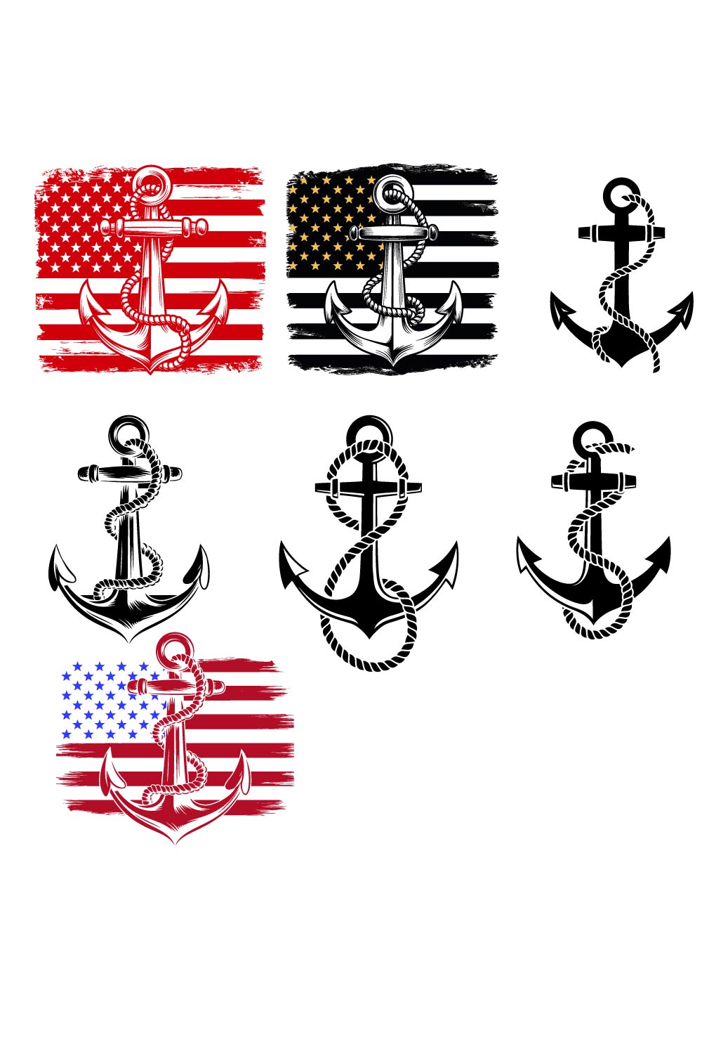 Nautical Anchor Designs with Patriotic Themes icon pinterest preview image.