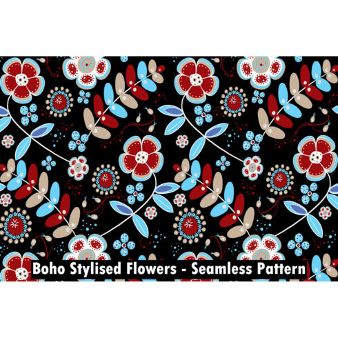 Boho Stylised Flowers - Seamless Pattern cover image.