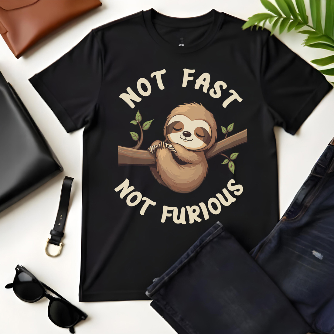 not fast not furious 2 black flat tshirt mockup 546