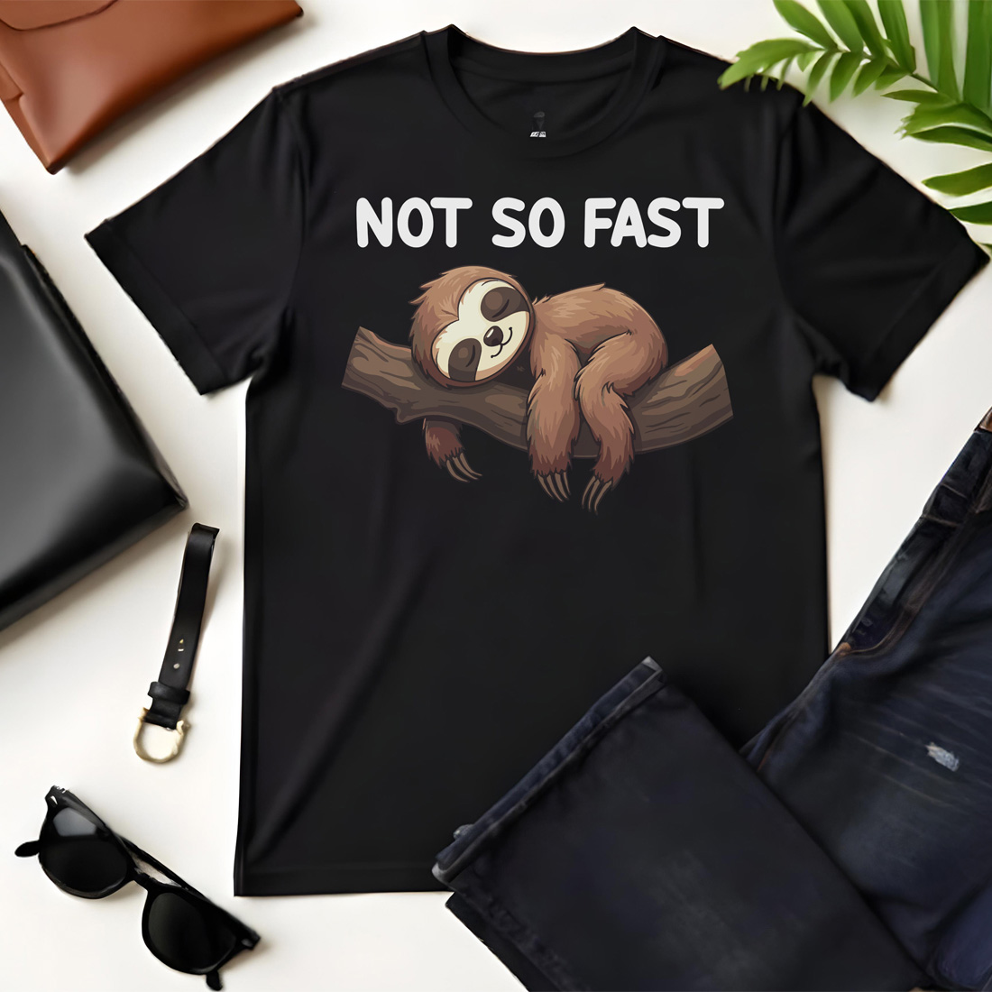 not so fast black flat tshirt mockup 564