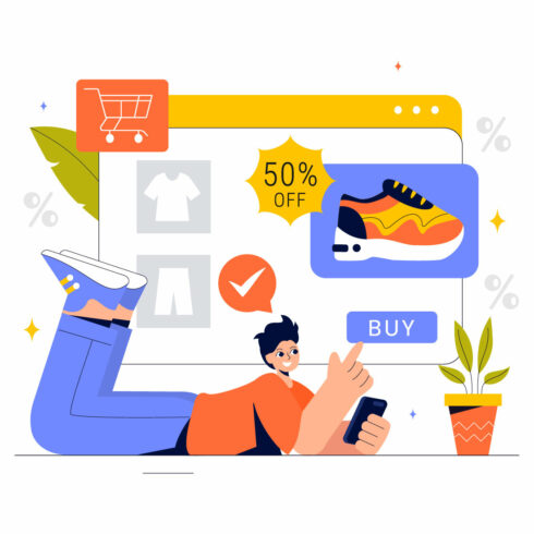 9 Online Shopping Illustration cover image.