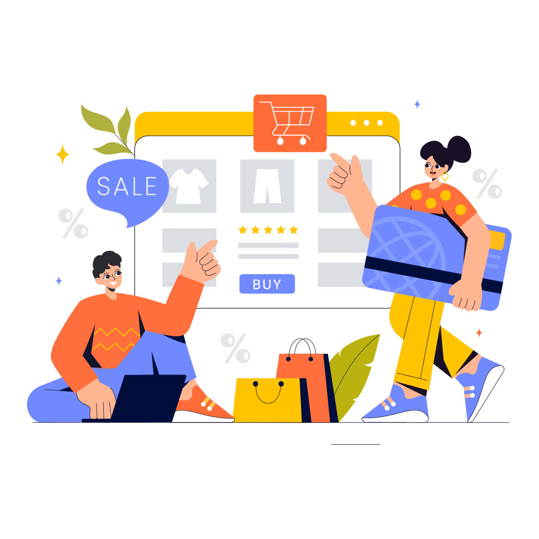 9 Online Shopping Illustration preview image.