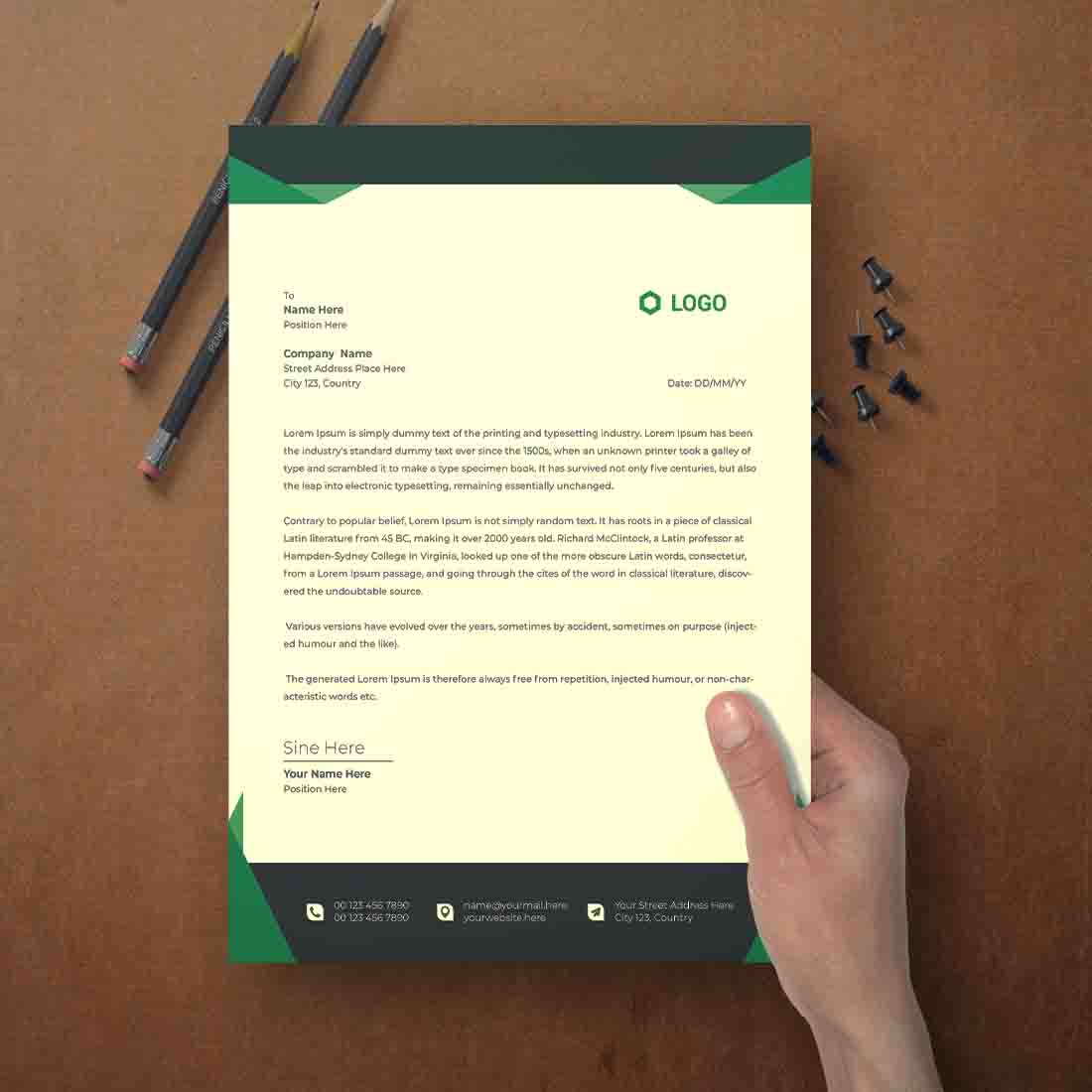 This is a letterhead design This template download contains one color letterhead design, preview image.