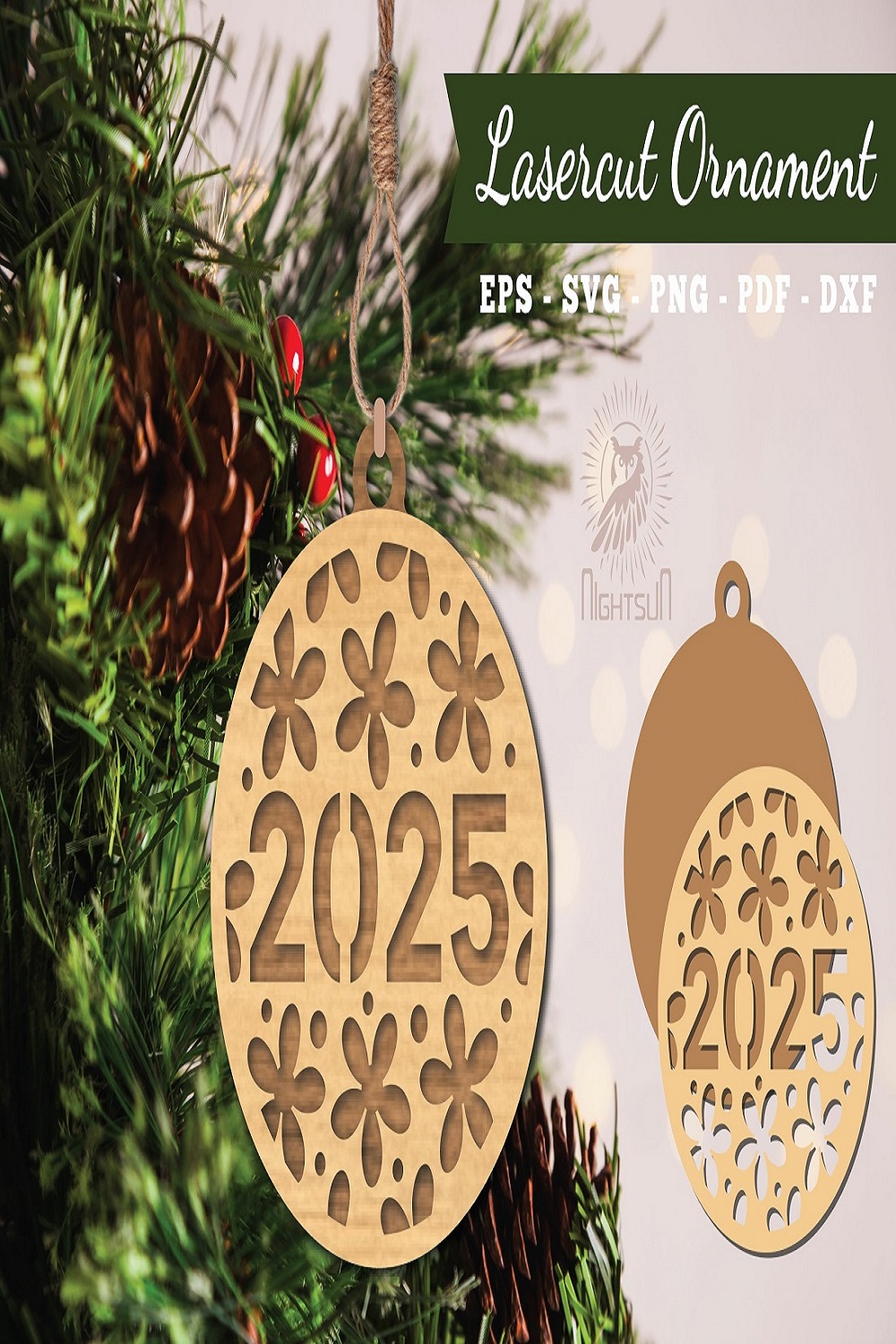 Tree Life Laser Cut Ornament pinterest preview image.