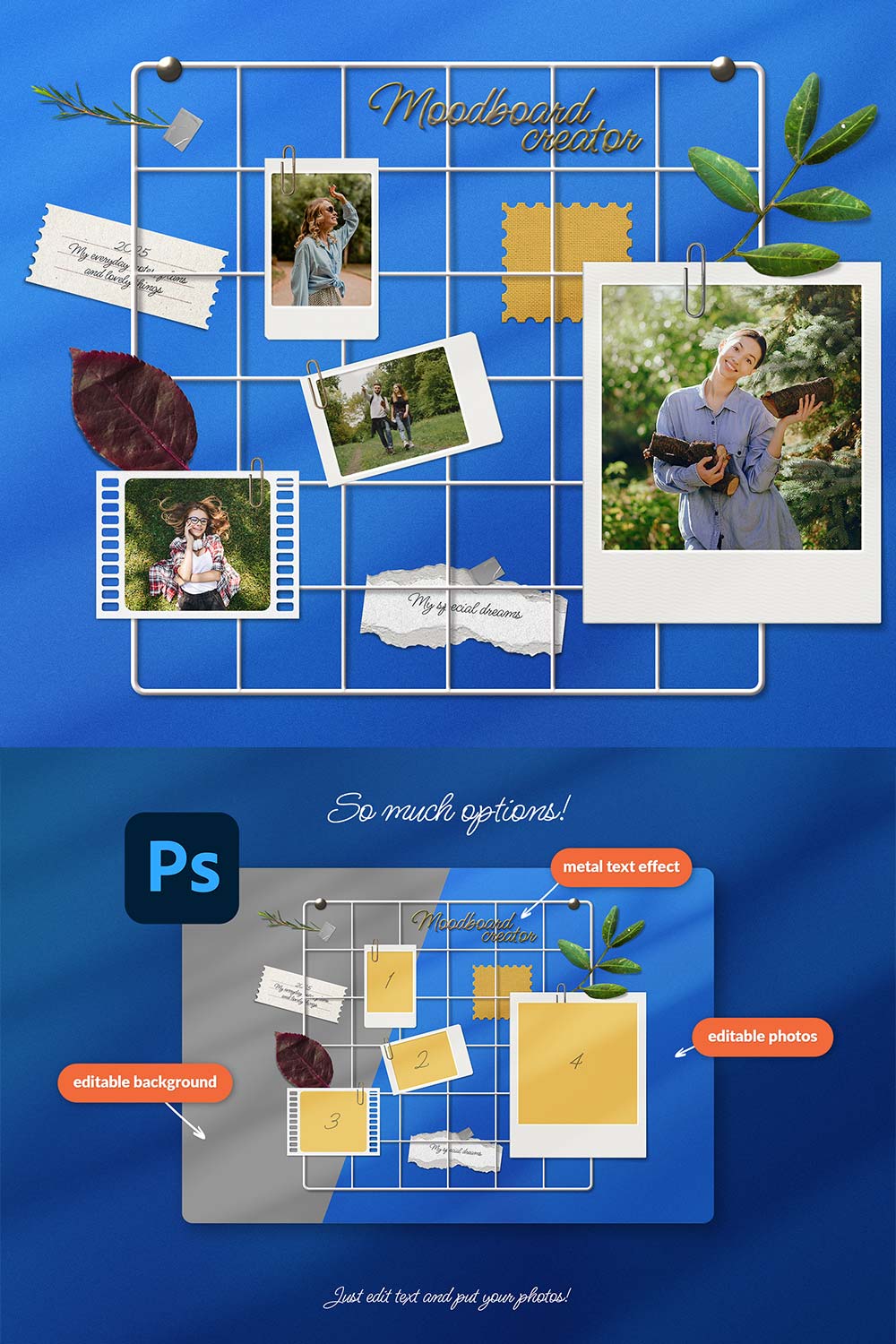 Moodboard Creator with Wall Grid pinterest preview image.