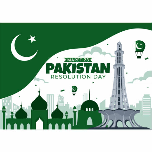 12 Pakistan Resolution Day Illustration cover image.